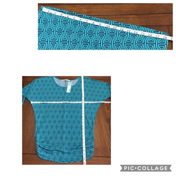 41Hawthorn - NWT - Teal Green Berneen Geometric Pattern Dolman Knit Top - Sz M - Picture 7 of 8